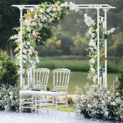 Stereoscopic White Garden Arch Arbor, Super Strong Metal Wedding Arch Decor, Outdoor Pergola Trellis