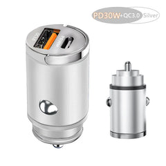 100W USB Car Charger Mini Fast Charging Dual Ports Phone Charger Type C QC3.0 PD Car Chargers for IPhone Xiaomi Huawei Samsung