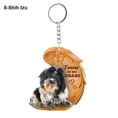 1 Piece 23 Style Dog Forever In My Heart Angel Pendant Bag Key Chains Car Keychain Keyring Pet Jewelry Gift For Women Girls