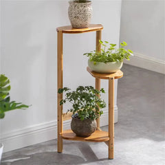 3 Tier Bamboo Corner Plant Stand - Indoor Flower Pot Shelf Display Holder for Home Garden