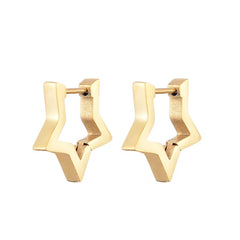 Classic Stainless Steel Hoop Earrings For Women Men Heart Star Oval Rectangle Round Triangle Gold Color Punk Hip Hop Jewelry