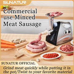 SUNATUR Premium Electric Food Chopper & Meat Grinder - Kitchen Appliances Mincer Processor Crusher for All Your Cooking Needs