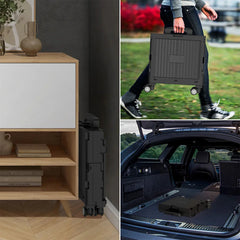 Folding Utility Cart Portable 360° Rolling Wheels Telescopic Handle Trolley Collapsible Shopping Box with Lid for Camping Office