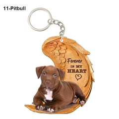 Dog Memorial Keychain - Forever In My Heart Angel Pendant Pet Jewelry Gift