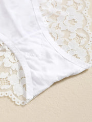 1 Set Elegant Erotic Lace Embroidery Breathable Fabric Lingeries : Push-Up Bra, Low Waist Sheer Panty - Ultimate Valentine's Day