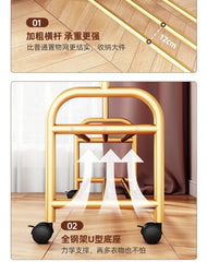 Aesthetic Golden Clothes Rack Metal Balcony Nordic Wheels Clothes Rack Floor Bedroom Burro Ropa Perchero Hallway Furniture