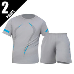 2/6 Pack Plus Size Men's Quick-drying Short-sleeved Shorts Suit Men's Leisure Sports Running Fitness T-shirt Joker Shorts Teen