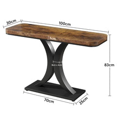 Tribesigns Industrial Console Table, 40 inch Narrow Entryway Foyer Table with Geometric Base, Rustic Hallway Accent Table