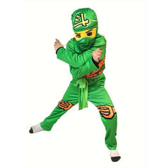 Cartoon Anime Printed Boy Ninja Costume Game Mask and Ninja Fork Accessory Set Halloween Set Party Funny Set for Boys and Girls