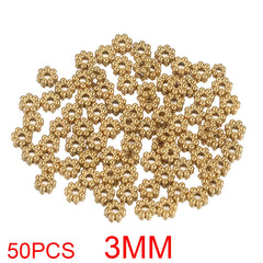 50pcs Stainless Steel Daisy Snowflake Flower Spacer Beads Gold Plated Loose Bead Cap for DIY Needlework Jewelry Making Bracelet