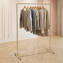 Floor Standing Galvanized Pipe Clothing Rack With Wheels 120*40*160cm Coat Rack For Family Clothes Display