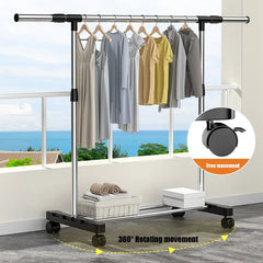 Telescopic Mobile Clothes Rack