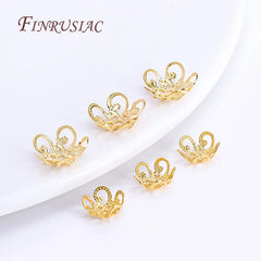 8/10MM 18K Gold Plated Brass Metal Hollow Beads Caps Flower Caps For Beads For DIY Beading Jewelry Making Supplies Wholesale