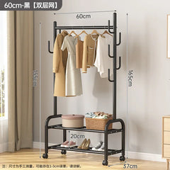 Aesthetic Golden Clothes Rack Metal Balcony Nordic Wheels Clothes Rack Floor Bedroom Burro Ropa Perchero Hallway Furniture