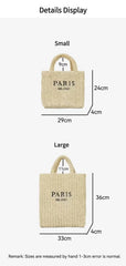 Women's Fashion Large Capacity Handmade Straw Knitting Tote Bag Summer Travel Beach Shoulder Bags Casual Simple Portable Handbag