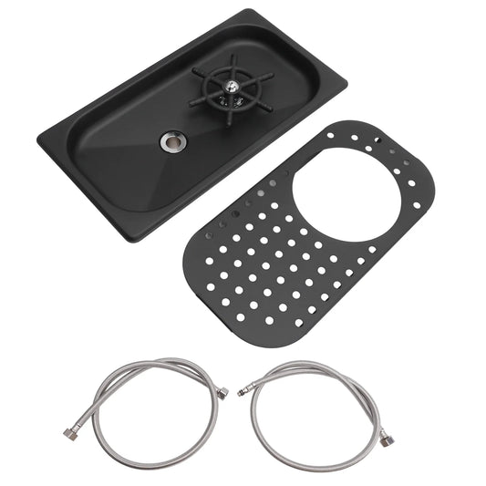 Built-in Cup Washer Stainless Steel Glass Cleaning Rinser High Pressure Cup Washer With Drain Drip Tray Hose For Bar Coffee Shop