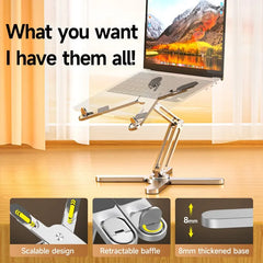Portable Aluminum Alloy Tablet Bracket Foldable Telescopic Laptop Desktop Stand 360° Rotation Lifting Notebook Table Holder