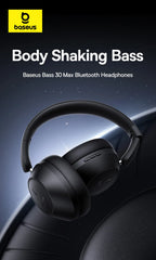 Baseus Bass 30 Max Wireless Headset Bluetooth 5.3 Over Headphones Bass-Enhancing 40mm Diaphragm Ultra Low Latency Earphones 50H