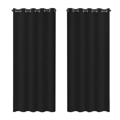 Blackout Curtains 2 Panels Thermal Insulated Grommet Darkening Drapes Solid Black Long Curtain for Bedroom Window Living Room