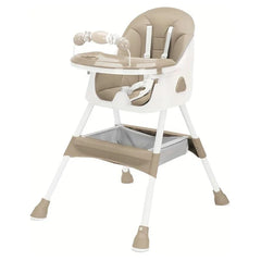 3-in-1 Baby HighChair, Foldable Portable Baby Dining Chairs Eat & Play Convertible High Chair with Double-Layer Dinner Plate