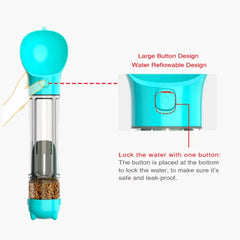 300/500ml Pet Water Food Dispenser 3 in 1 Leak Proof Pet Dog Water Bottle with Trash Bag Box and Shovel Dog Food Feeder Cat