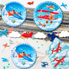 Airplane Birthday Party Decorations,167pcs decorations&Airplane Party Tableware set-Airplane Plates Napkins Cups TableCloth etc