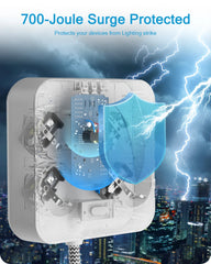 LENCENT EU Plug Power Strip with 4 AC Outlets+ 3 USB+ 1 Type C +2M/3M Braided Cable Multi Socket with Switch for Home/Office