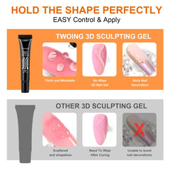 3pcs 3D Nail Art Gel - DIY Designs,Waterproof Sculpting gel,Waterproof Nail Art Design Gel for Intricate Carvings & Shapes 10ml