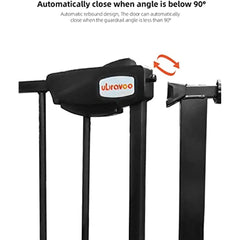 UBRAVOO Baby Gate for Doors and Stairs, Height 100 cm, Safety Pet Gate, Automatic Closure, Triple Locking