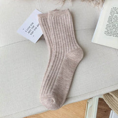 2024 New Winter Cashmere Wool Women Socks Casual japanese fashion Solid Color Thicker Long Sock Girls Thermal Warm Crew Sock