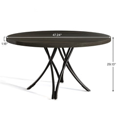 Tribesigns Round Dining Table for 4-6 People, 47-Inch Farmhouse Dinning Room Table Circle Kitchen Table, Industrial Dinner Table
