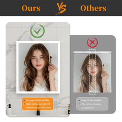 60/70CM Illuminated LED Wall Mirrored Bathroom Storage Medicine Cabinet with Shaver Socket, Bluetooth Speaker Anti-Fog