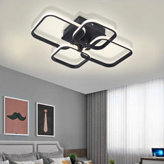 KOMORE Contemporary LED Energy-efficient Semi Flush Ceiling Light, White / Stepless Dimming
