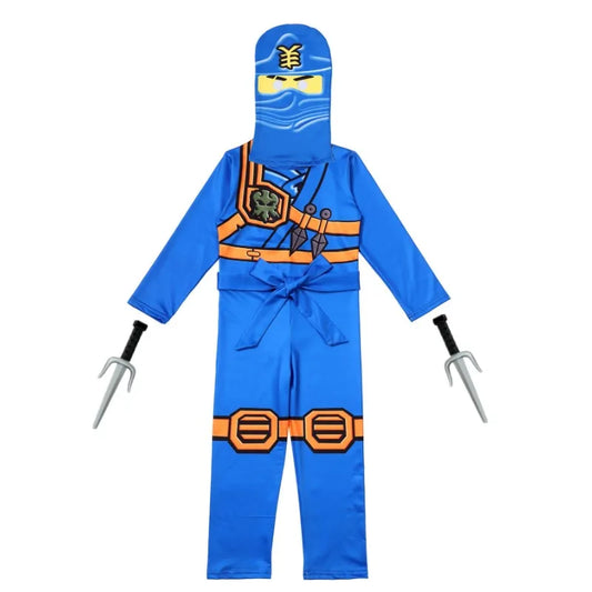 Cartoon Anime Printed Boy Ninja Costume Game Mask and Ninja Fork Accessory Set Halloween Set Party Funny Set for Boys and Girls