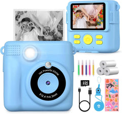 Kids Digital Camera 2.4" 1080P HD Video Camera Portable Instant Print Camera with 32GB Card, Birthday Gift for Boys Girls 3-12