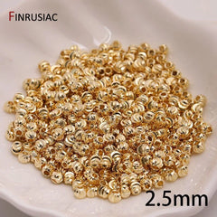 18K Gold Plated Brass Spacer Beads For Jewelry Making Materials,Separators For Beads, Striped Cut Flower Beads For Needlework