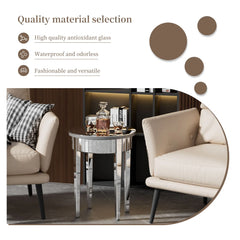 Mirrored Side End Table with Geometric Legs, Modern Furniture for Hallway, Living Room and Bedroom