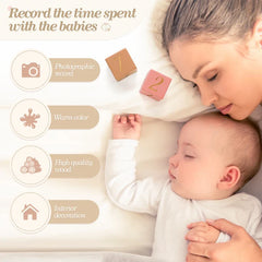 Baby Wooden Milestone Blocks 0-12 Months Newborn Birth Grow up High Quality Commemorate Props Infant Photography Accessoriees