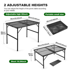 Grill Table For Outside,Lightweight Aluminum Folding Portable Metal Mesh Outdoor Grill Table For Camping Cooking BBQ RV Picnic