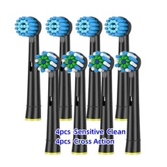 4/8PCS Replacement Brush Heads for Oral B Electric Toothbrushes Floss Cross Action 3D Pro White Precision Standard Daily Clean