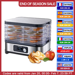 BioloMix BPA FREE 5 Trays Food Dryer Dehydrator with Digital Timer and Temperature Control for Fruit Vegetable Meat Beef Jerky