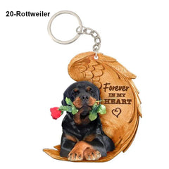 Dog Memorial Keychain - Forever In My Heart Angel Pendant Pet Jewelry Gift