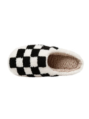 New Fuzzy Slippers Fashion Checker Indoor Embroidery Houseshoes Cozy Woman Winter Fluffy House Retro Checkered Print Shoes