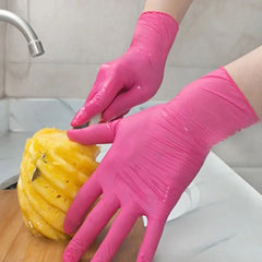 50/100PCS Disposable Pink Nitrile Gloves for Hairdressing Manicure Washing Cars Waterproof Dishwashing Kitchen Tools Latex Free