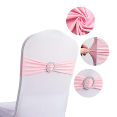 10pcs High-end Hotel Wedding Decoration Butterfly Knot Backrest Flower Spandex Chair Ribbon Chair Cover Elastic Strap