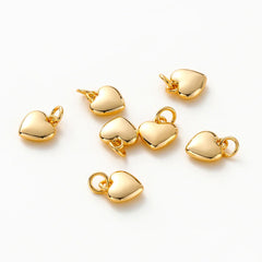 4pcs/lot 14K 18K Gold Plated Heart Charm with Jump Ring Necklace Making Supplies Solid Love Pendant For DIY Jewelry Accessories