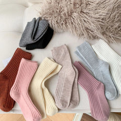 2024 New Winter Cashmere Wool Women Socks Casual japanese fashion Solid Color Thicker Long Sock Girls Thermal Warm Crew Sock