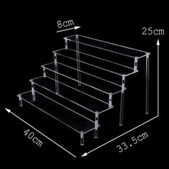 Acrylic Riser Display Stand Perfume Organizer Shelves for Amiibo Funko Figures Toys Cupcake Desserts Collection Cosmetic Jewelry
