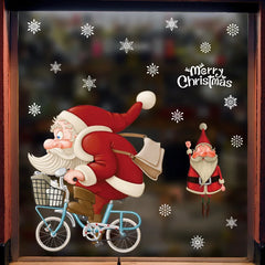 2024 Christmas Window Stickers Santa Claus Xmas Tree Cartoon Glass Decal Merry Christmas New Year Holiday Decorations for Home