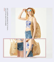Casual Hollow Straw Women Shoulder Bags Designer Letters Handbags Paper Woven Large Tote Bag Handmade Summer Beach Purses 2024